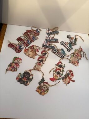 Christmas Dog & Vintage Truck Wood Gift Tags - Set